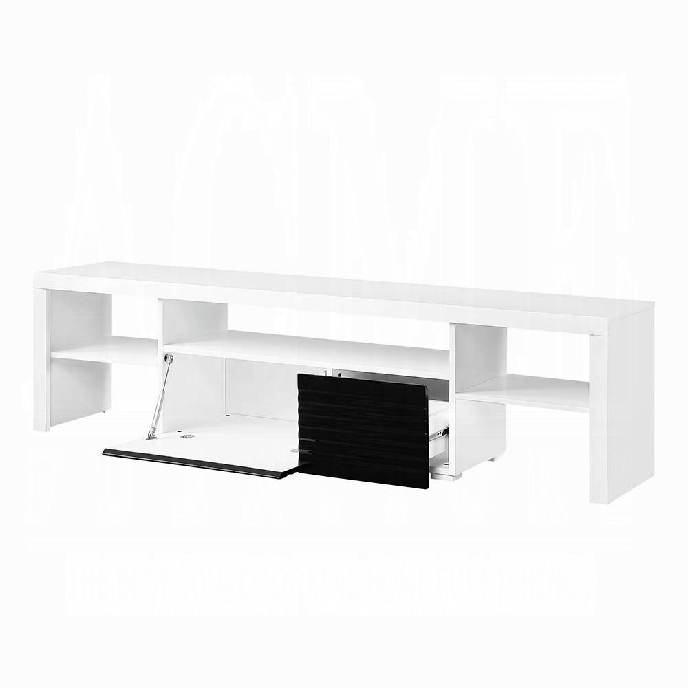 White And Black High Gloss 3 Shelf Tv Stand White Black Primary Living Space 80 89 Inches 80 89 Inches Mdf