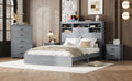 4 Pieces Bedroom Sets Queen Size Vintage Wooden Bed Frame With 2 Nightstands And 1 Dresser,Light Gray Box Spring Not Required Queen Light Gray 4 Piece Set American Traditional Solid Wood Mdf