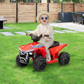 Qaba Kids Atv Quad, 6V Ride On Toy With 1.6Mph Max Speed, Rechargeable Battery, 4 Wheeler Battery Powered With Lights, Forward & Reverse For Toddlers, Red Red Polypropylene