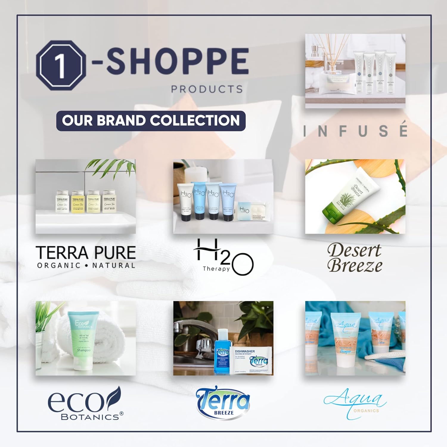 Infuse Pure White Tea And Coconut Hotel Soaps And Toiletries Bulk Set 1 Shoppe All In Kit For Hotels 1Oz Shampoo&Conditioner, Body Wash, Lotion & 1.25Oz Bar Soap Travel Size 150 Pieces White
