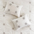 4 Piece Embroidered Cotton Reversible Duvet Cover Set Queen Ivory Polyester