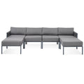 6 Pieces Aluminum Patio Furniture Set, Modern Metal Outdoor Conversation Set Sectional Sofa With Removable Olefin Extra Thick Cushions 5.9