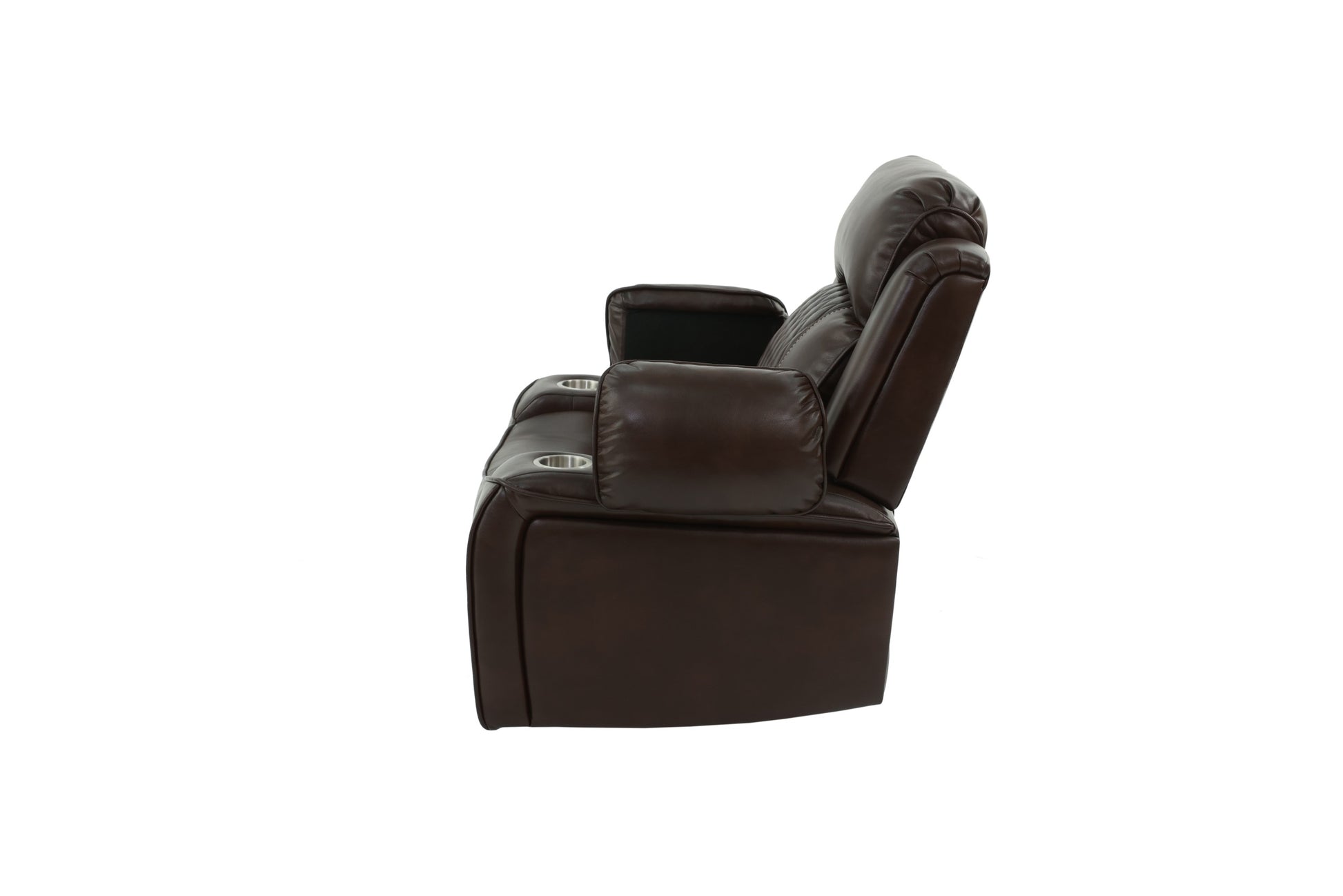 Power Motion Recliner Chair 1Pc Chair Contemporary Brown Color Gelstorage Arms W Cup Holder Living Room Furniture Brown Faux Leather Power Push Button Primary Living Space Cushion Back Contemporary,Modern Pillow Top Arms Metal & Wood