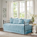 6 Piece Reversible Soped Edge Daybed Cover Set Blue Daybed Blue Polyester