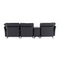 Modular Sectional Sofa,Multifunctional Couches For Living Room With Storage, Mid Console With Speaker And Storage,2 Usb Port And 1 Type C ,Wireless Charging Ceramic Top,Aluminum Cup Holder. Black Faux Leather Wood Primary Living Space Medium Soft Loose