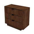 Lola Walnut Nightstand 3 Drawer Brown,Walnut,Wood Brown 3 Drawers Bedroom Bedside Cabinet Mid Century Modern Solid Wood Walnut Finish Solid Wood