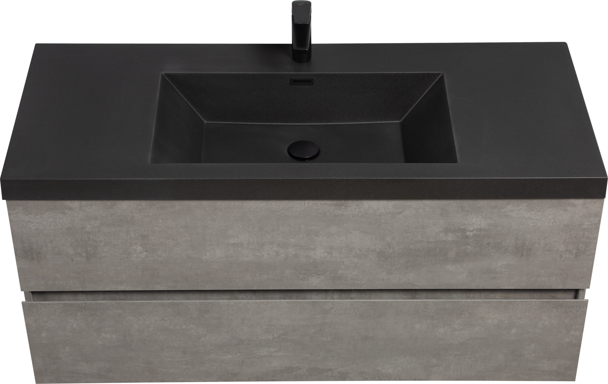 48'' Wall Hung Bathroom Vanity In Ash Gray With Black Top 24Vedi 48B 2 Grey Wall Mounted Plywood