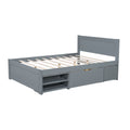 Full Size Platform Bed With Drawer And Two Shelves, Gray Full Gray Mdf Lvl