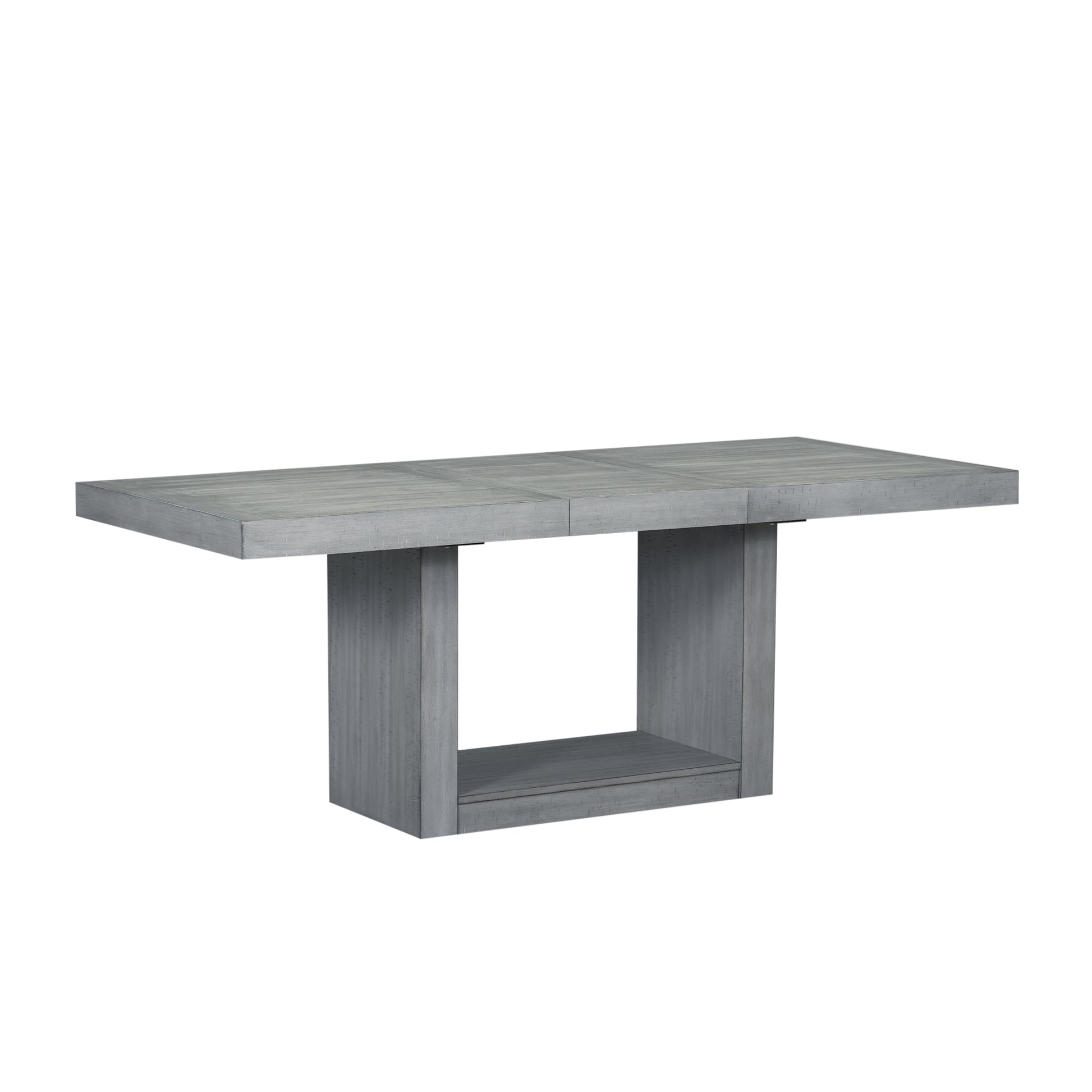 Contemporary 6 Piece 78Inch Extendable Pedestal Dining Table Set With 18Inch Removable Leaf And Dining Bench, 4 Upholstered Dining Chairs, Gray Gray Wood Dining Room Solid Wood Rubberwood Rectangular Dining Table With Chair And Bench Upholstered Chair