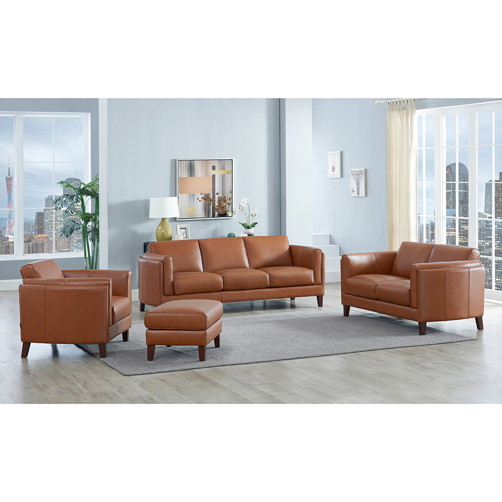 Maui Leather Loveseat Brown Down Filling Genuine Leather