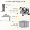 Outsunny 11' X 11' Pop Up Canopy Tent With Netting And Carry Bag, Instant Gazebo Sun Shelter, Tents For Parties With 121 Square Feet Of Shade, For Outdoor, Garden, Patio, Gray Grey Steel