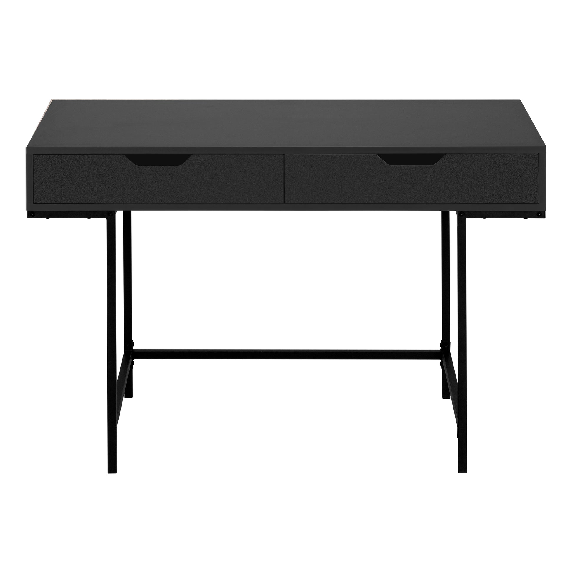 Computer Desk, Home Office, Laptop, Storage Drawers, 48"L, Work, Black Laminate, Black Metal, Contemporary, Modern Black Particle Board