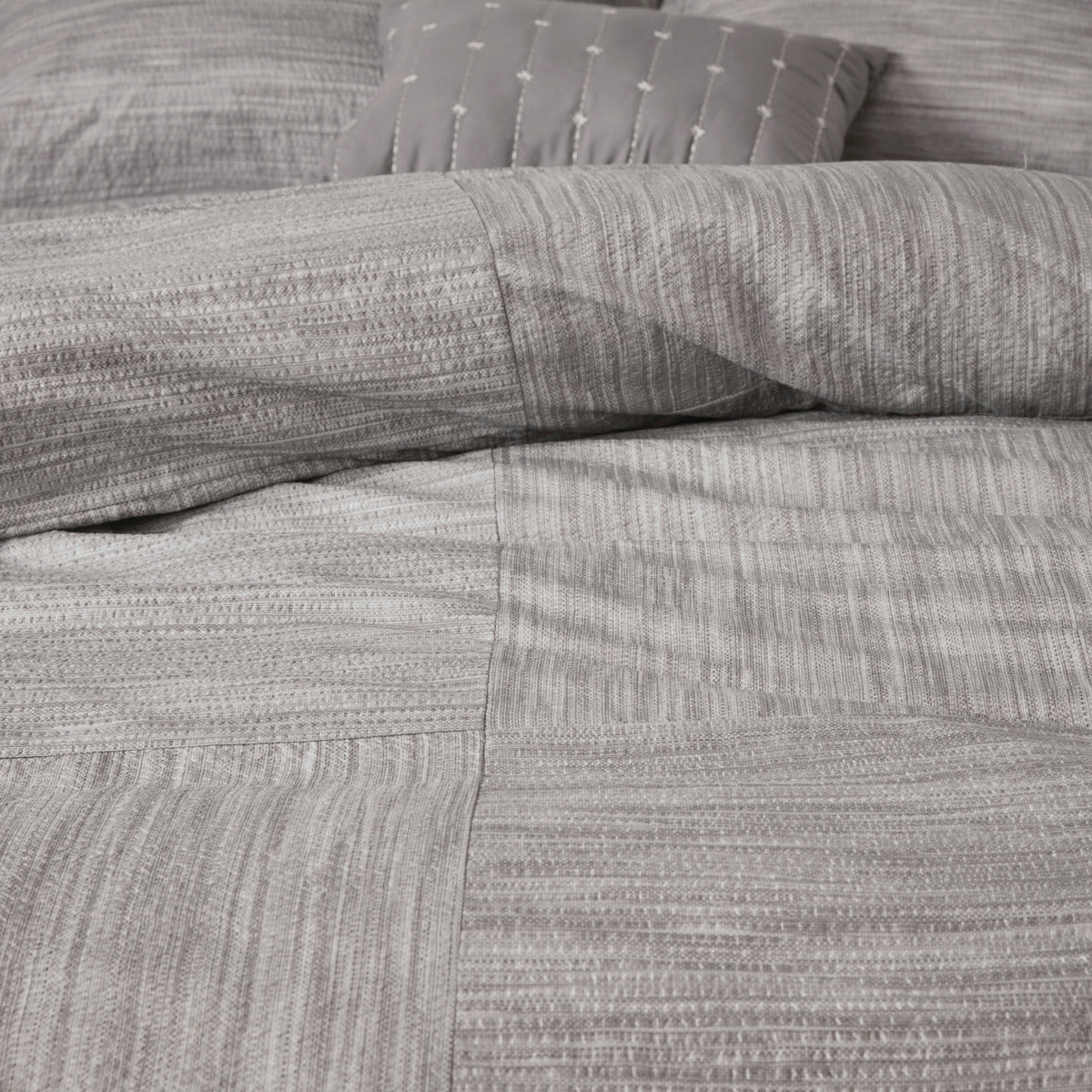 7 Piece Printed Seersucker Comforter Set Grey King King Grey Polyester
