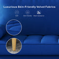 Roma 67.7'' 3 Seater Sofa Couch For Living Room, Modern Sofa,Small Couches For Small Spaces,Upholstered 3 Seater Couch For Bedroom, Apartment, Home Office, Tool Free Assembly,Blue Blue Velvet Wood