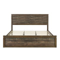 3 Pieces Vintage Farmhouse Style King Size Platform Bed With 10 Wooden Slats Support 2 Nightstands, No Box Spring Needed, Rustic Brown Box Spring Not Required King Rustic Brown Wood 3 Piece Set Bedroom Traditional Plywood