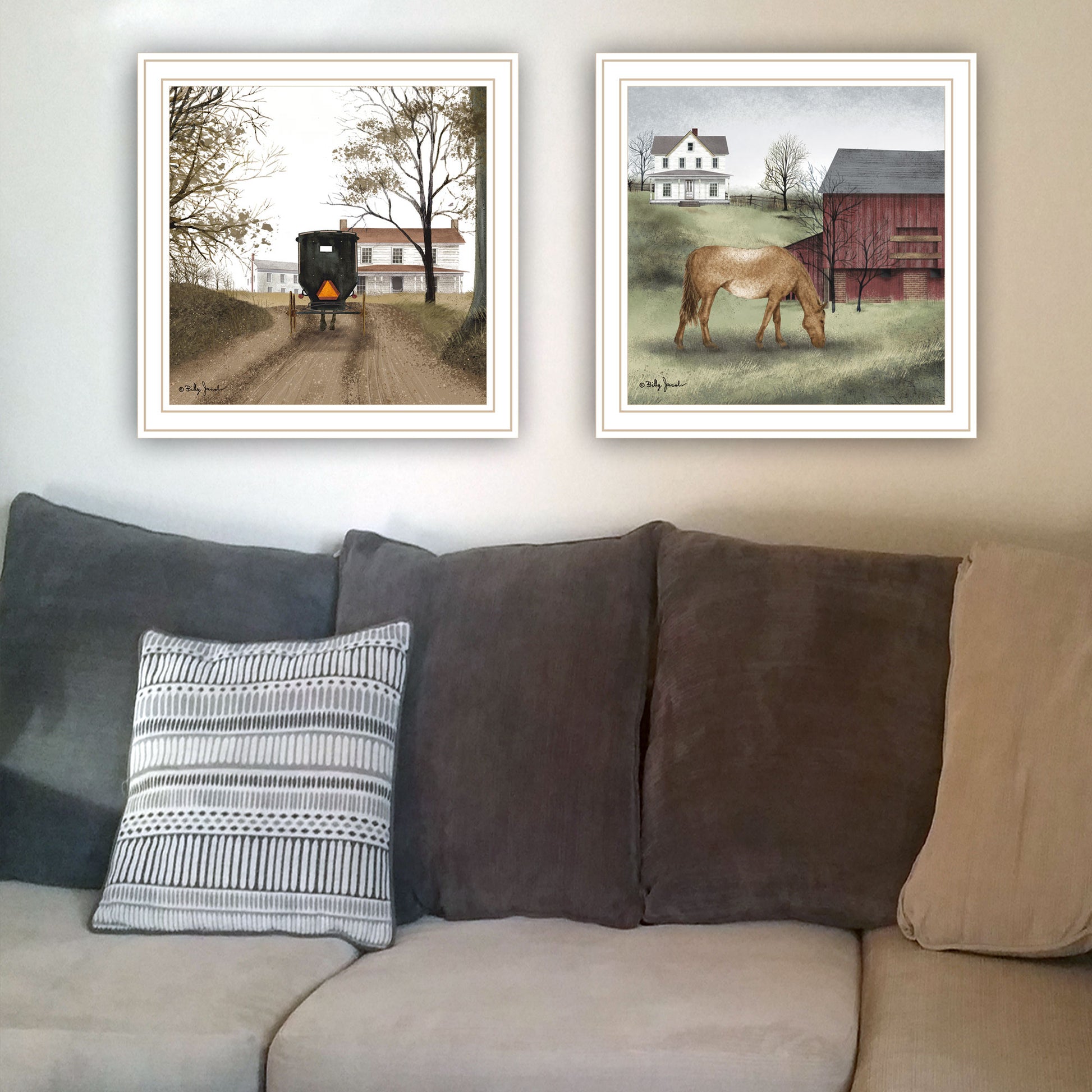 2 Piece Vignette The Old Mare, Heading' Home White Framed Wall Art For Living Room, Bedroom Wall Art Print For Home Decor By Billy Jacobs Multicolor Wood Paper
