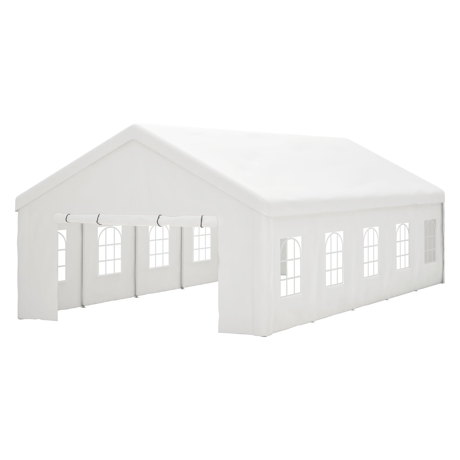 16X32Ft Party Tent Heavy Duty, Large Wedding Event Shelters With 3 Storage Bags & Removable Sidewalls, Outdoor Canopy Gazebo Commercial Tents For Parties Carport Camping Garden Patio White Metal
