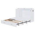 Queen Size Murphy Bed Wall Bed With Drawer And A Set Of Sockets & Usb Ports, Pulley Structure Design, White Queen White Mdf Lvl