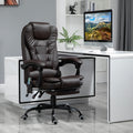 Vinsetto 7 Point Vibrating Massage Office Chair, High Back Executive Recliner With Lumbar Support, Footrest, Reclining Back, Adjustable Height, Brown Brown Faux Leather