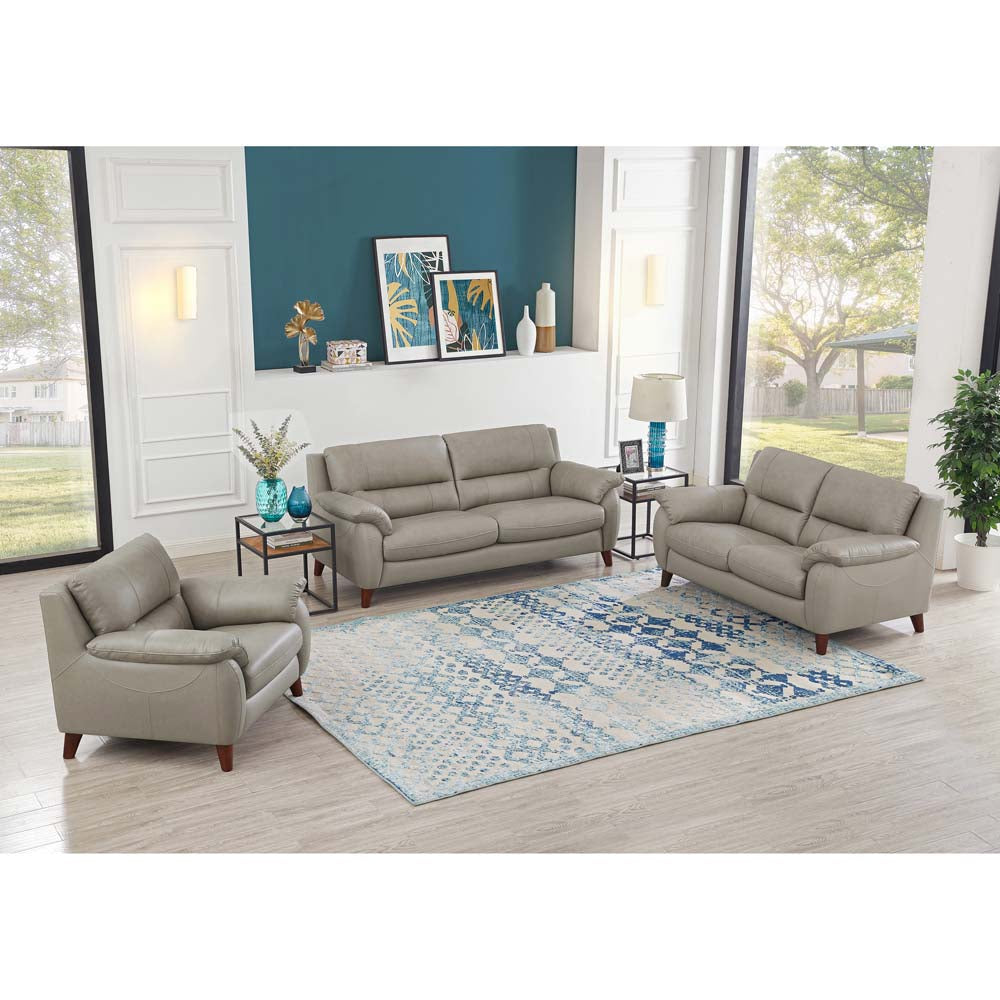 Lara Leather Chair Stone Gray Memory Foam Genuine Leather