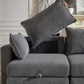 113.5'' Modular Sectiona Corduroy Sofa, Sectional Couches For Living Room U Shaped Sectional Couch With Storage Ottoman, 6 Seats Convertible Sectionals With Chaise Dark Gray Corduroy 6 Seat