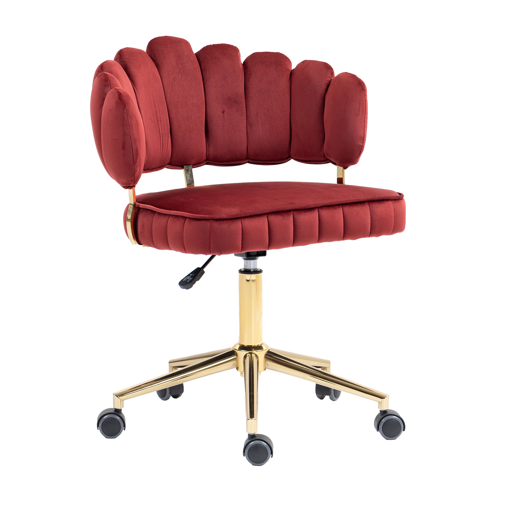 Coolmore Velvet Home Office Desk Chair, Modern Cute Computer Chair, Wheels Swivel Height Adjustable Swivel Task Chair For Home Office Wine Red Velvet Wine Red Primary Living Space Foam Velvet