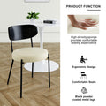 Modern Grey Simple Pu Dining Chair Upholstered Chair Family Bedroom Stool Back Dressing, White Round Table Set, Bentwood Covered With Ash Veneer Chair Back, Chair Black Metal Legs Set Of 5 White Mdf