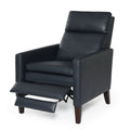 Vaughn Midnight Blue Faux Leather Push Back Recliner Blue Foam Faux Leather