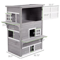 Pawhut 3 Story Cat House Feral Cat Shelter, Outdoor Kitten Condo With Raised Floor, Asphalt Roof, Escape Doors, Jumping Platforms, Grey Grey Wood