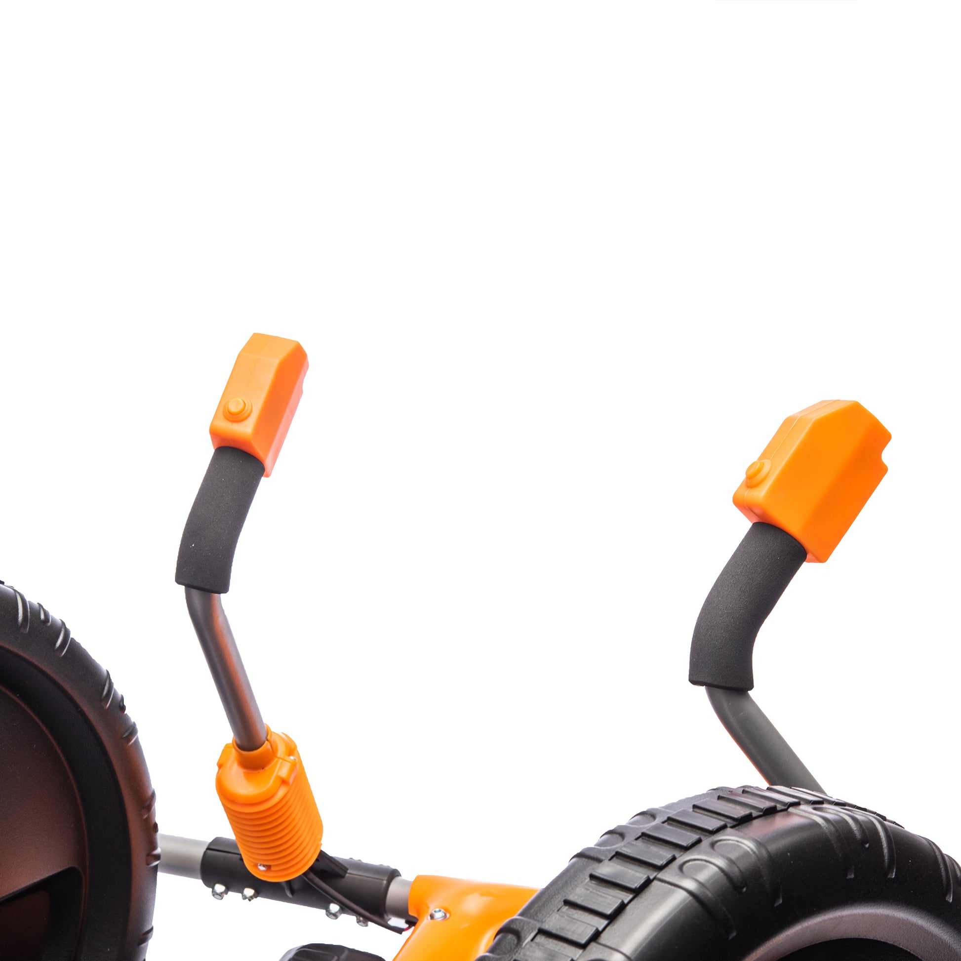 12V Kids Ride On Electric Toy,2Wd,16'' Exaggerated Wheel,Dual Handle Control For 360 Degree Flexible Steering And Rotation,Solid Metal Frame,Provide A Speed Of 4.66 Mph For Kids Aged 6 . Orange 50 99 Lbs Polypropylene