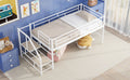 Mid Loft Bed With Storage Stairs, Twin, White Twin White Mdf Metal