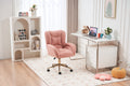 005 Teddy Fabric 360 Swivel Home Office Chair With Gold Metal Base And Universal Wheels,Pink Solid Pink Office Sponge Wipe Clean Modern Office Chairs Tufted Back Foam Swivel Teddy