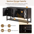 Elegant Retro Console Table Storage Cabinet Sideboard With Mirrored Doors, Spacious Shelves, And Durable Acacia Wood Legs Perfect For Living Room, Dining Room, Or Entryway Espresso Espresso Primary Living Space Solid Wood Mdf