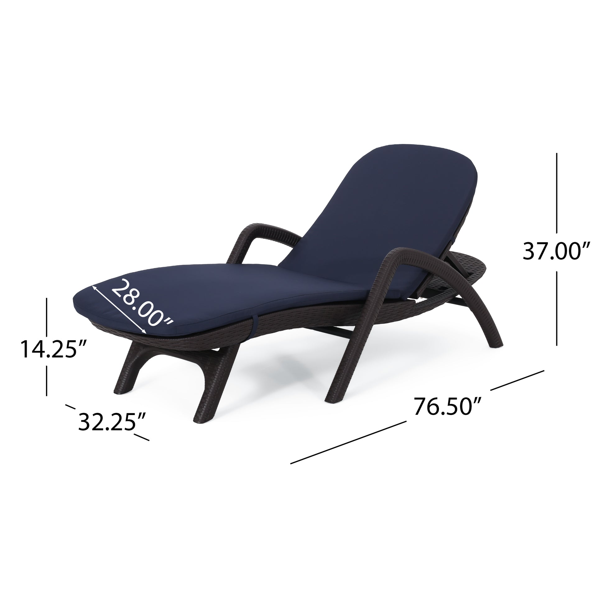 Mikael Chaise Lounge With Cushion Dark Brown Polypropylene