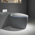 Unique Smart Toilet With Bidet Built In, Intelligent One Piece Toilet For Modern Bathroom, Auto Open Close Seat, Foot Sensor, Led Display,Night Light, Warm Water & Dryer,Grey Grey Bathroom Porcelain