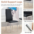 Table And Chair Set.Large Modern Rectangular Table With Brown Glass Top And Silver Metal Legs. Paired With 6 Black Chairs With Checkered Armless High Back Pu Cushion And Silver Metal Legs. Black,Silver Seats 6 Glass Metal