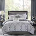 12 Piece Comforter Set With Cotton Bed Sheets Silver King King Silver Cotton
