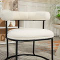 Coolmore Boucle Dining Chairs Set Of 2, Mid Century Modern Curved Backrest Chair, Round Upholstered Kitchen Chairs Beige Boucle Beige Foam Mdf Metal