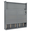 Queen Size Murphy Bed Wall Bed With Top Shelves & Usb,Gray Queen Gray Plywood