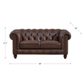 Alton Bay Top Grain Leather Loveseat Brown Genuine Leather Wood Primary Living Space Medium Firm Tufted Back Mid Century Modern Eucalyptus Rolled Arms Memory Foam Leather