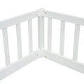 Double Twin Floor Bed With Fence, Guardrails, Without Door, White Twin White American Design Pine