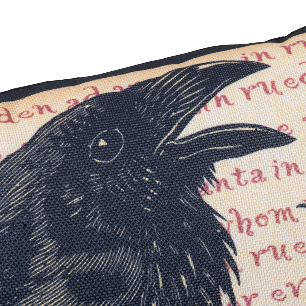 20X13" Crow Happy Halloween Pillow Beige Black Polyester