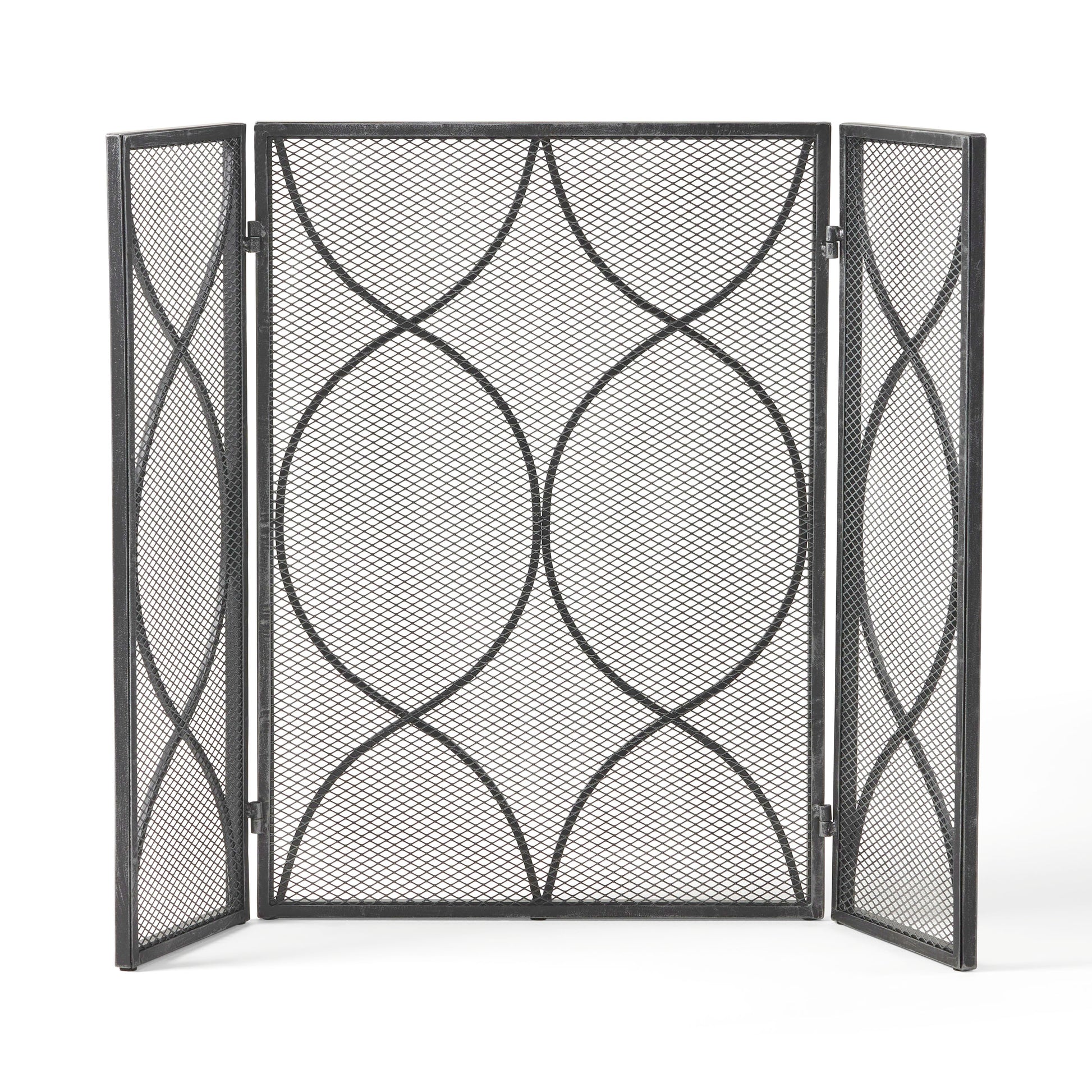 Fire Screen Black Silver Iron