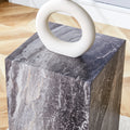 Elevate Your Living Space With This Modern Mdf Coffee Table, Which Showcases Gray Textured Patterns. It Is Characterized By Stylish Design. Grey Mdf