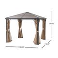 10 Ft. X 10 Ft. Aluminum Gazebo With Hardtop Brown Mix Aluminium