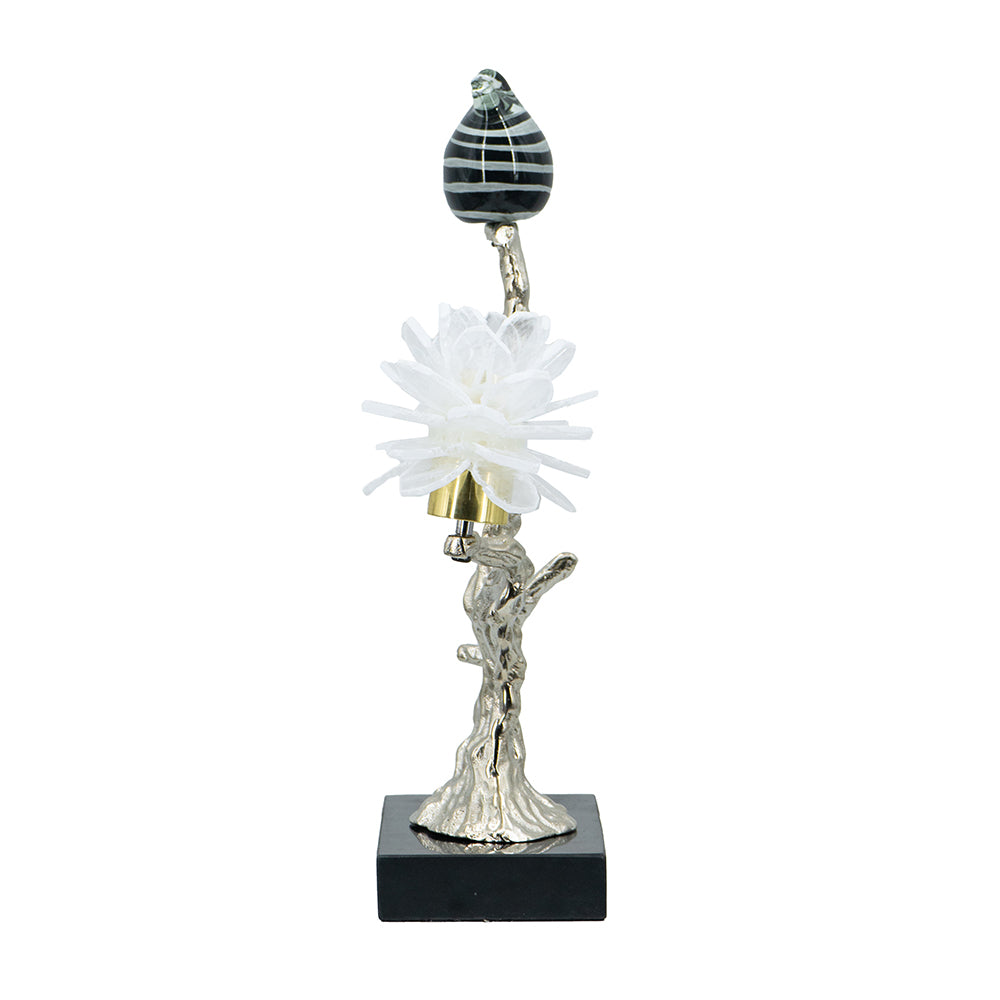 Aluminum Candle Holder With Marble Stand, 8X5X15" Multicolor Aluminium