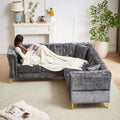 81.5 Inch Chenille Corner Sofal Shaped Sectional Couch, 5 Seater Corner Sofas With 3 Cushions For Living Room, Bedroom, Apartment, Office Grey Foam Chenille 5 Seat