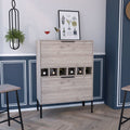 Rowan Bar Cabinet, Six Built In Wine Rack, Double Door Cabinet Light Gray Particle Board Engineered Wood