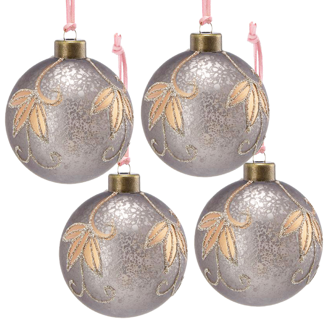 D4.7" Christmas Ball Ornaments, Glass Decorative Hanging Ball Christmas Tree Ornaments For Holiday Party Decorations, Set Of 4 Silver Glass