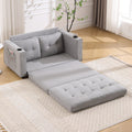 3 In 1 Upholstered Futon Sofa Convertible Sofa Bed,Foldable Tufted Loveseat With Pull Out Sleeper Couch Bed,Folding Mattres Beautiful Seat Daybed W Side Pockets And Cup Holder, Light Gray Light Gray Foam Fabric